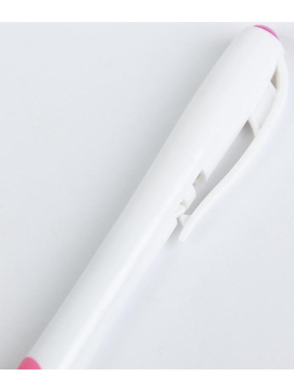 Ручка шариковая, 0.5 мм, стержень синий, корпус белый с резиновым держателем, МИКС