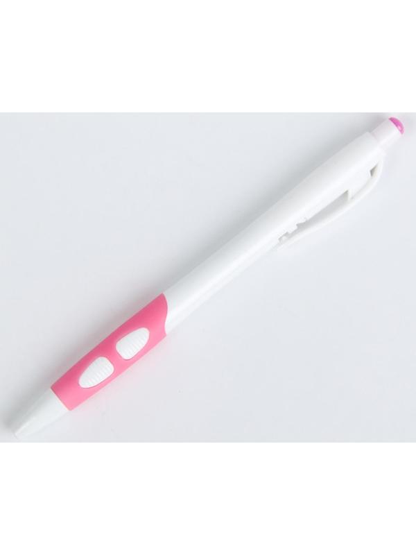 Ручка шариковая, 0.5 мм, стержень синий, корпус белый с резиновым держателем, МИКС