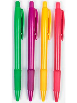 Ручка шариковая, 0.5 мм, стержень синий, с резиновым держателем, корпус МИКС