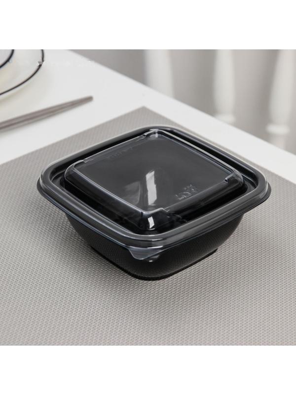 Набор одноразовых контейнеров, 375 мл, 12,6×12,6×5 см, 5 шт, цвет чёрный