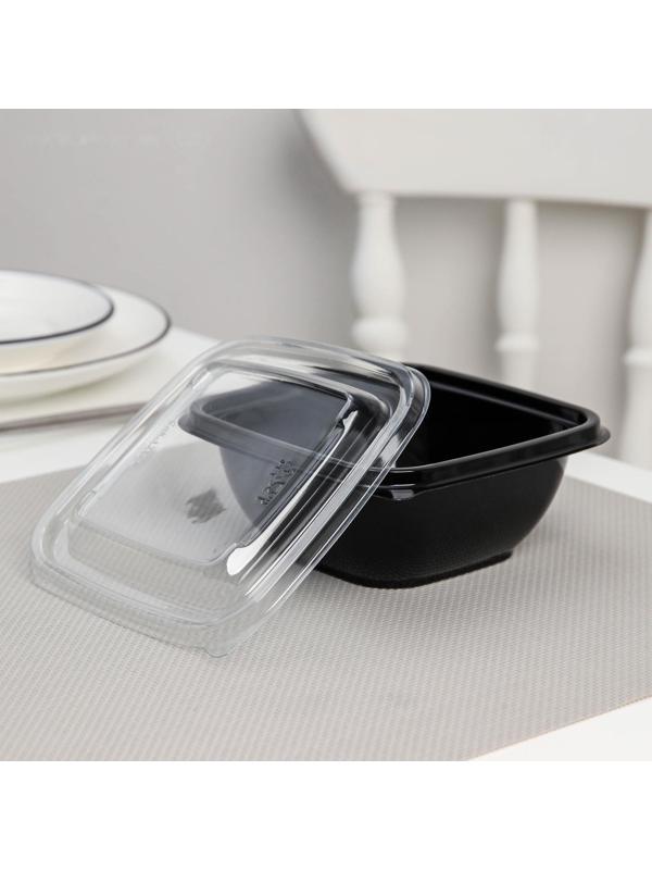 Набор одноразовых контейнеров, 375 мл, 12,6×12,6×5 см, 5 шт, цвет чёрный