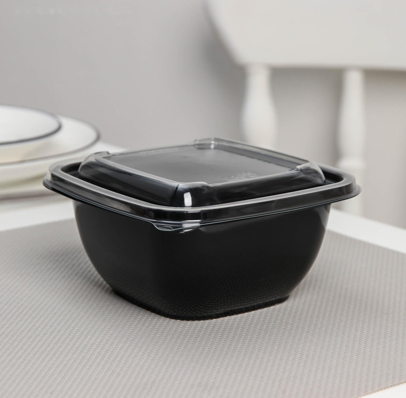 Набор одноразовых контейнеров, 550 мл, 12,6×12,6×6 см, 5 шт, цвет чёрный