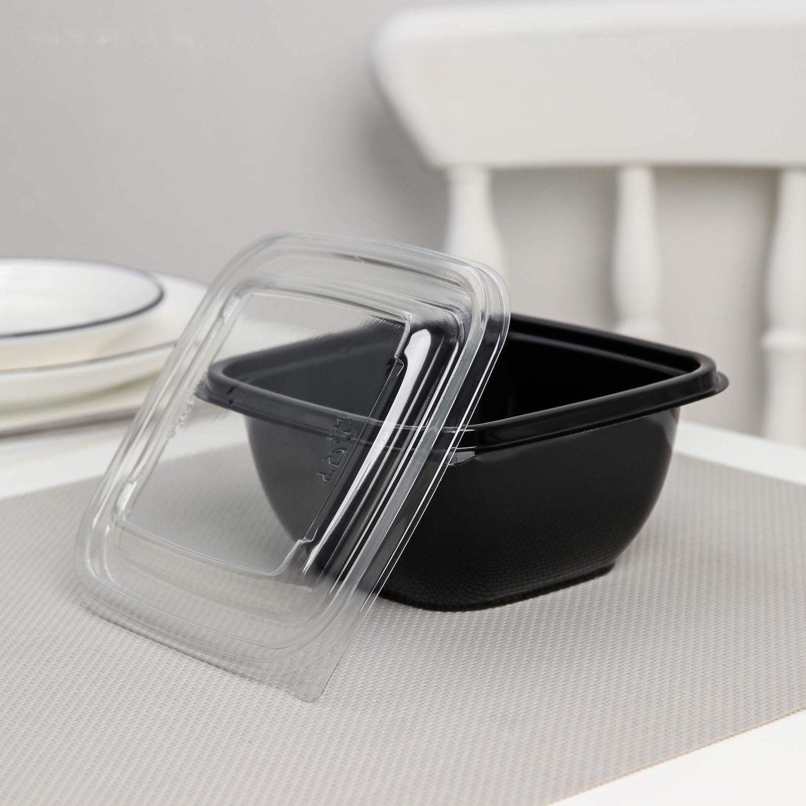 Набор одноразовых контейнеров, 550 мл, 12,6×12,6×6 см, 5 шт, цвет чёрный