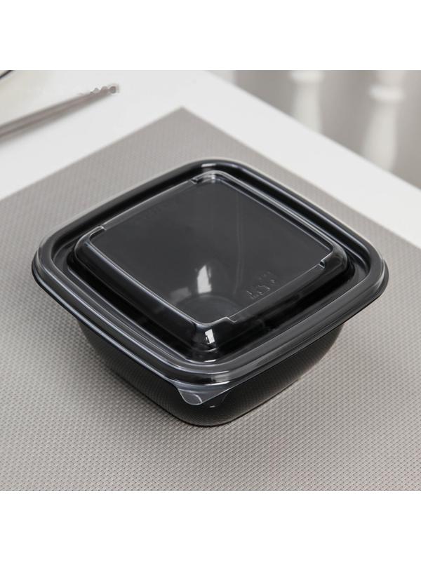 Набор одноразовых контейнеров, 550 мл, 12,6×12,6×6 см, 5 шт, цвет чёрный