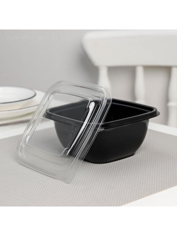 Набор одноразовых контейнеров, 550 мл, 12,6×12,6×6 см, 5 шт, цвет чёрный