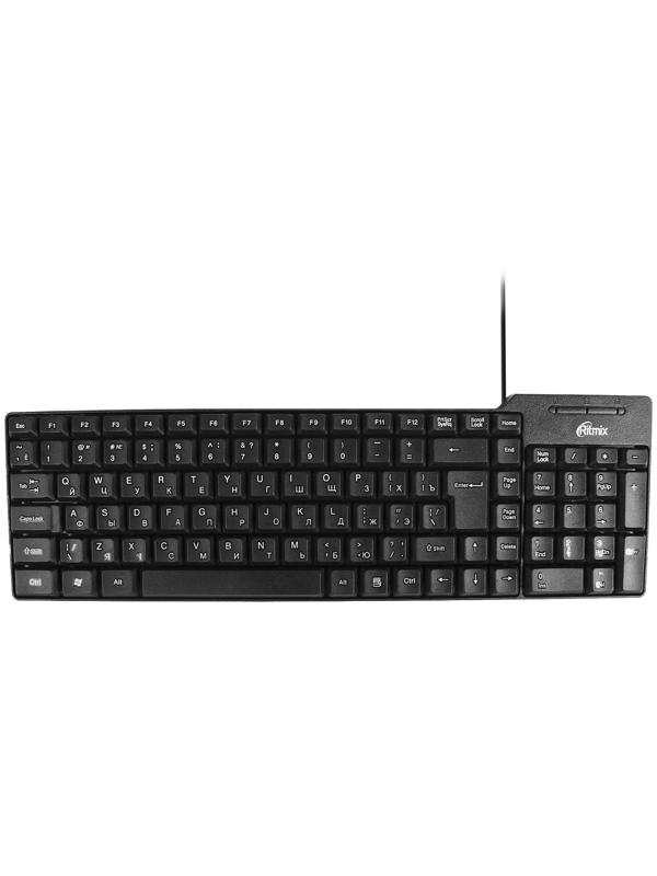 Клавиатура Ritmix RKB-100, проводная, мембранная, 102 клавиши, USB, чёрная