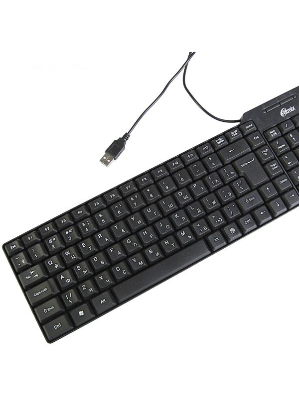 Клавиатура Ritmix RKB-100, проводная, мембранная, 102 клавиши, USB, чёрная