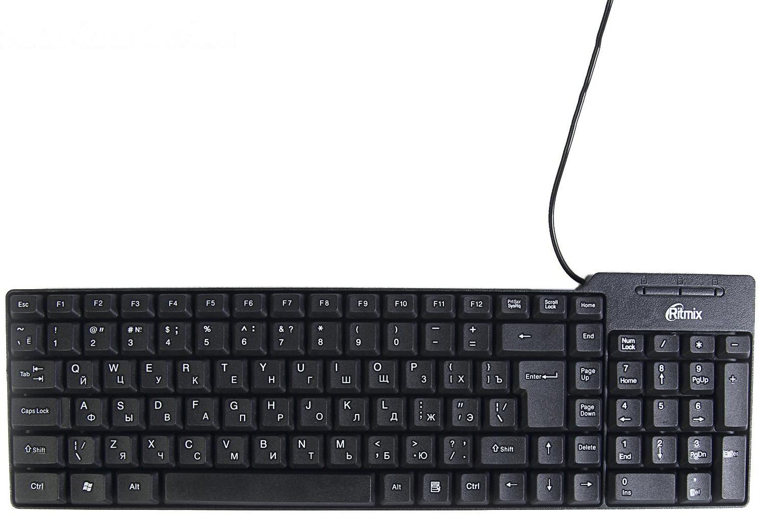 Комплект клавиатура и мышь Ritmix RKC-010, проводной, мембранный, 800 dpi, USB, черный