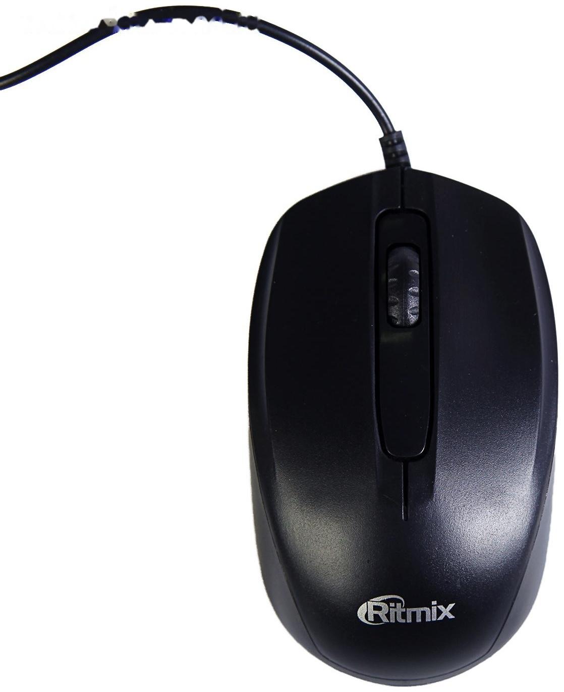 Комплект клавиатура и мышь Ritmix RKC-010, проводной, мембранный, 800 dpi, USB, черный