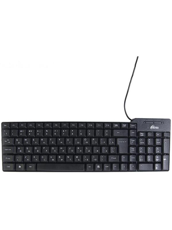 Комплект клавиатура и мышь Ritmix RKC-010, проводной, мембранный, 800 dpi, USB, черный
