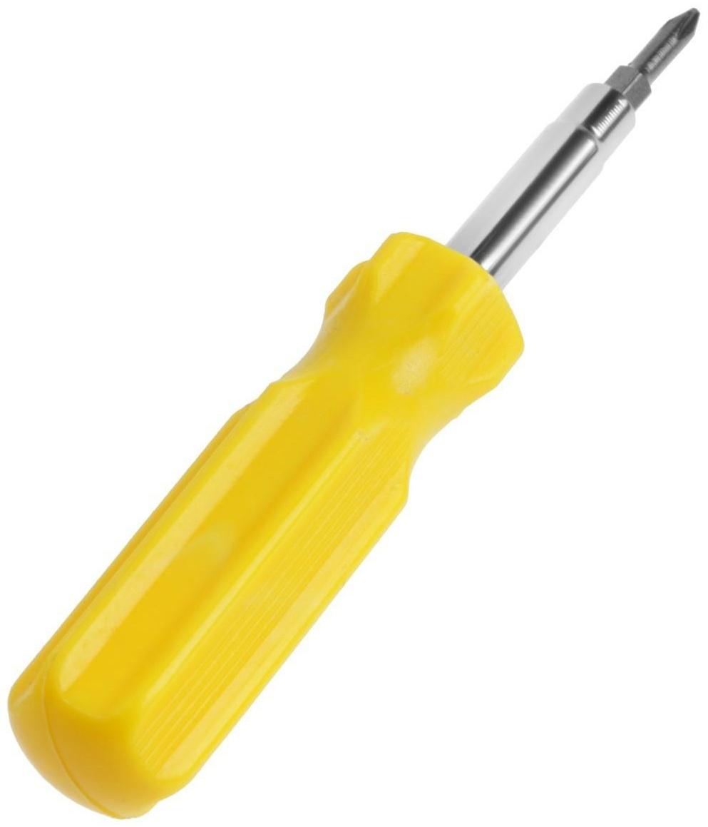 Отвертка комбинированная ТУНДРА, 4 в 1, пластиковая рукоятка, PH1/SL4 PH2/SL5 x 75 мм МИКС