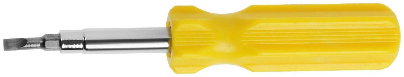 Отвертка комбинированная ТУНДРА, 4 в 1, пластиковая рукоятка, PH1/SL4 PH2/SL5 x 75 мм МИКС