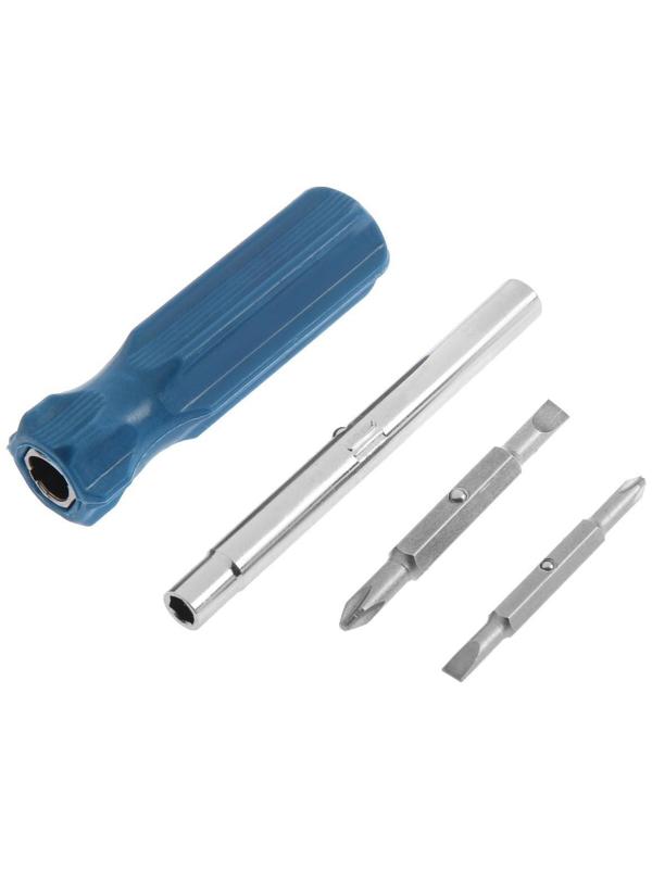 Отвертка комбинированная ТУНДРА, 4 в 1, пластиковая рукоятка, PH1/SL4 PH2/SL5 x 75 мм МИКС