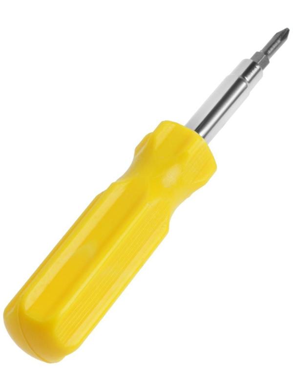 Отвертка комбинированная ТУНДРА, 4 в 1, пластиковая рукоятка, PH1/SL4 PH2/SL5 x 75 мм МИКС