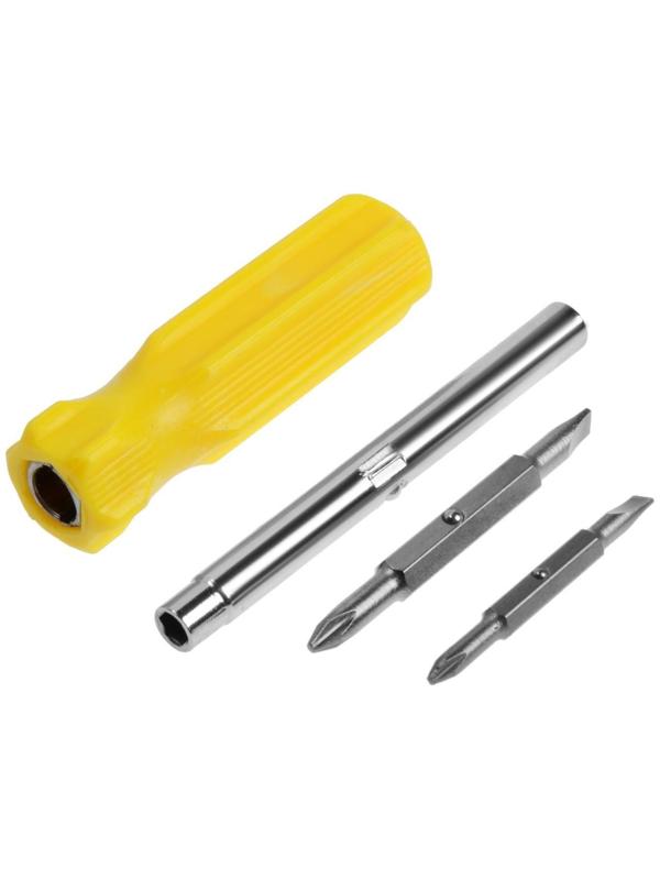 Отвертка комбинированная ТУНДРА, 4 в 1, пластиковая рукоятка, PH1/SL4 PH2/SL5 x 75 мм МИКС