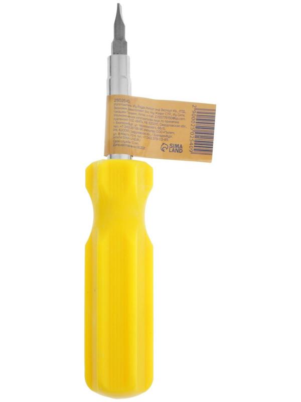 Отвертка комбинированная ТУНДРА, 4 в 1, пластиковая рукоятка, PH1/SL4 PH2/SL5 x 75 мм МИКС