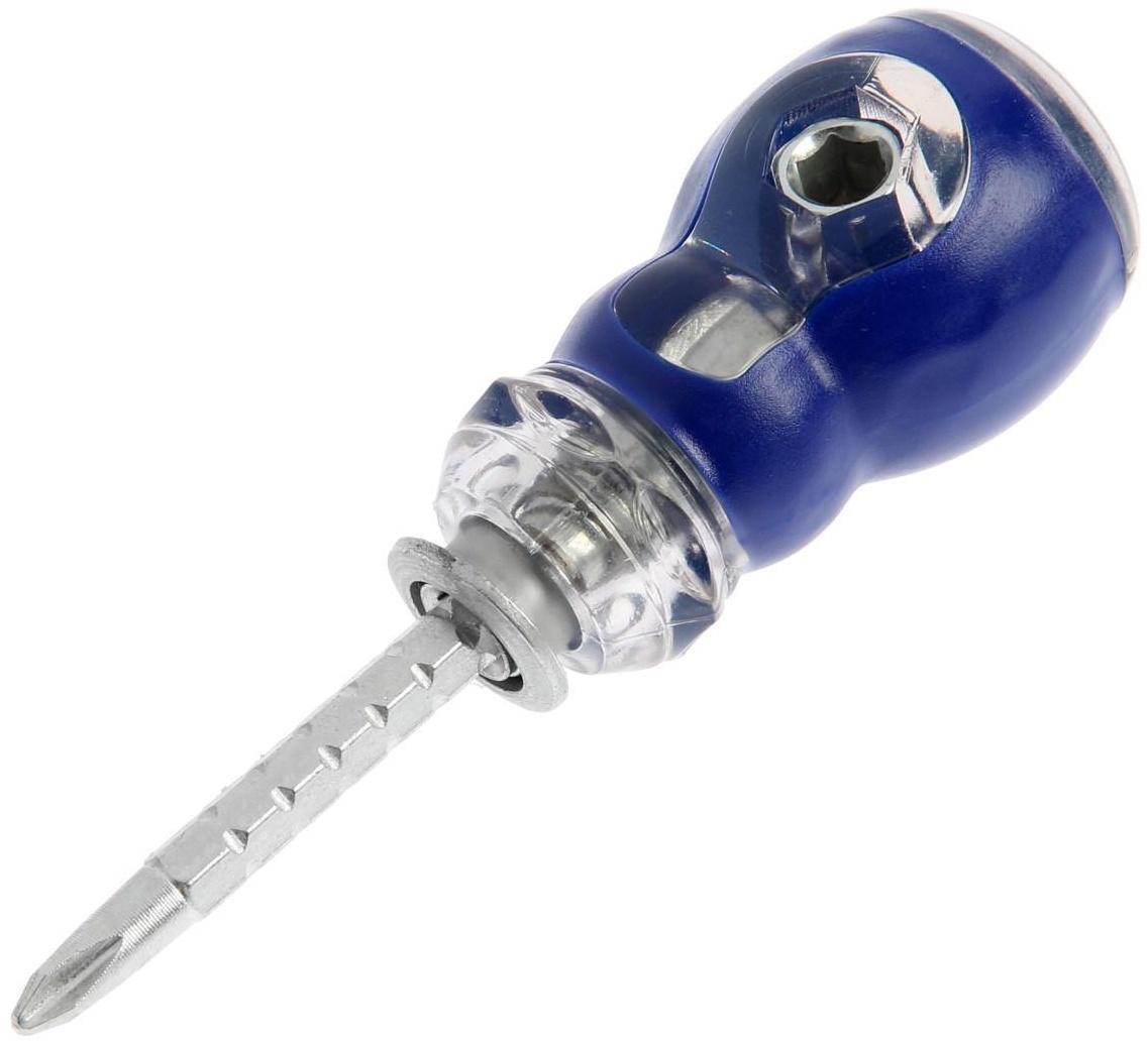 Отвертка комбинированная ТУНДРА, 3 в 1, двухкомпонентная рукоятка, PH2/SL6, 40-60 мм