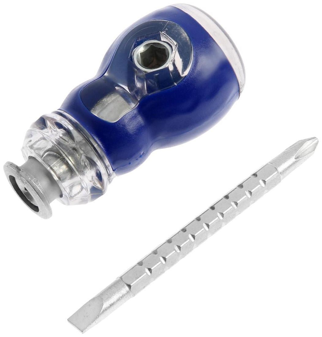 Отвертка комбинированная ТУНДРА, 3 в 1, двухкомпонентная рукоятка, PH2/SL6, 40-60 мм