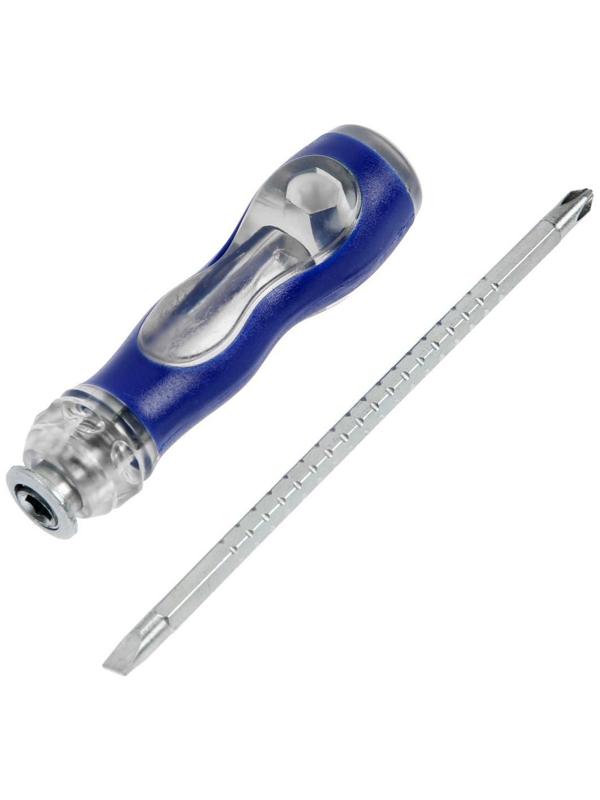 Отвертка комбинированная ТУНДРА, 3 в 1, изменяемая длина, 2К рукоятка, PH2/SL6 х 75-110 мм