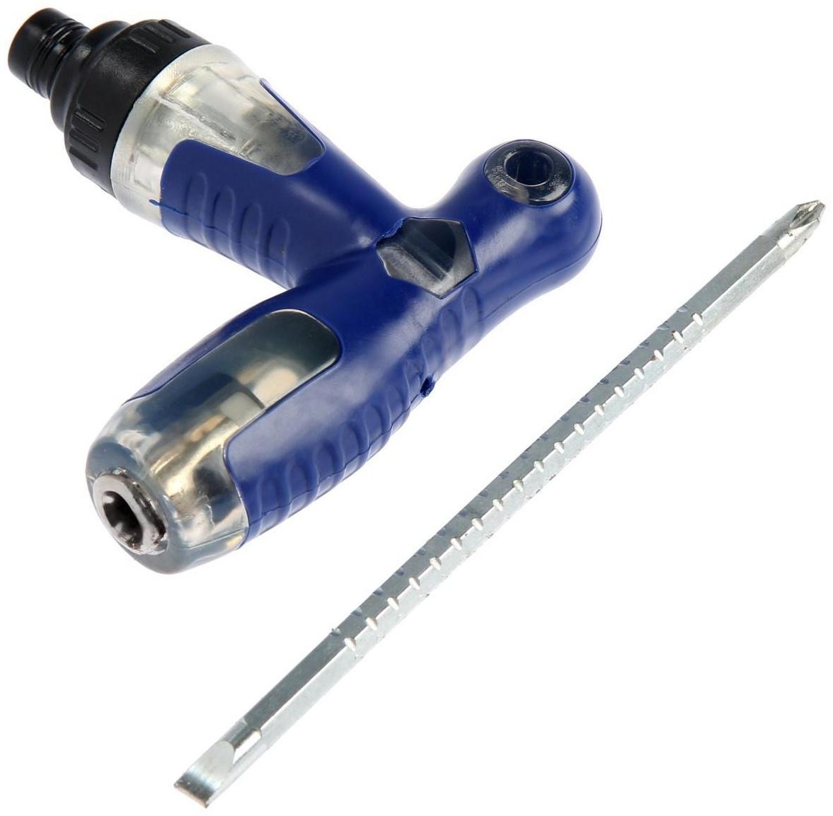 Отвертка комбинированная ТУНДРА, 3 в 1, реверс, 2К рукоятка, PH2/SL6 х 75-110 мм