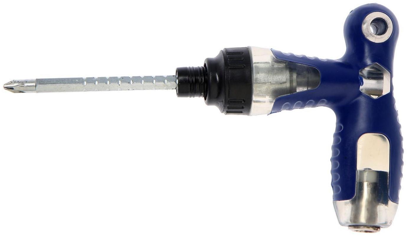 Отвертка комбинированная ТУНДРА, 3 в 1, реверс, 2К рукоятка, PH2/SL6 х 75-110 мм