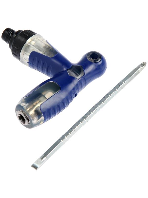 Отвертка комбинированная ТУНДРА, 3 в 1, реверс, 2К рукоятка, PH2/SL6 х 75-110 мм