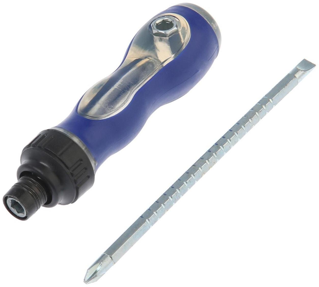 Отвертка комбинированная ТУНДРА, 3 в 1, реверс, 2К рукоятка, PH2/SL6 х 75-110 мм