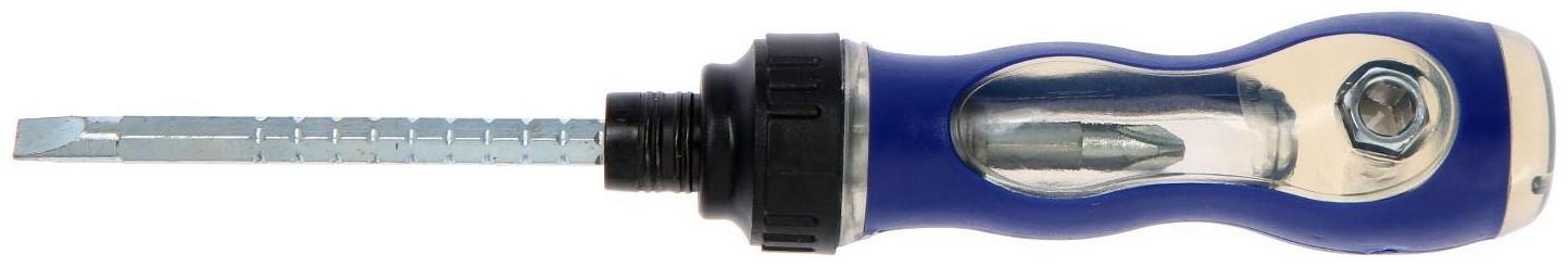 Отвертка комбинированная ТУНДРА, 3 в 1, реверс, 2К рукоятка, PH2/SL6 х 75-110 мм