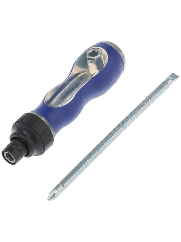 Отвертка комбинированная ТУНДРА, 3 в 1, реверс, 2К рукоятка, PH2/SL6 х 75-110 мм