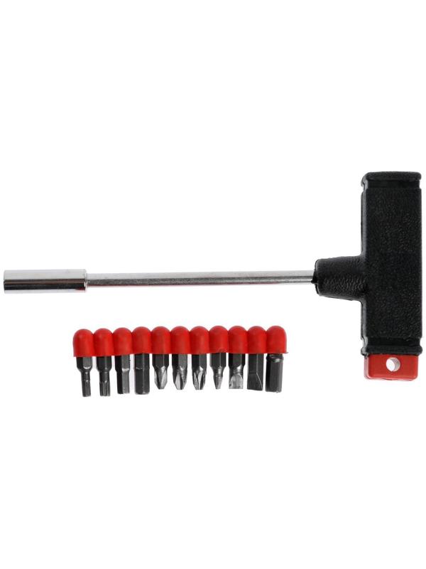 Отвертка с набором бит ЛОМ, Т-образный держатель, 11 предметов
