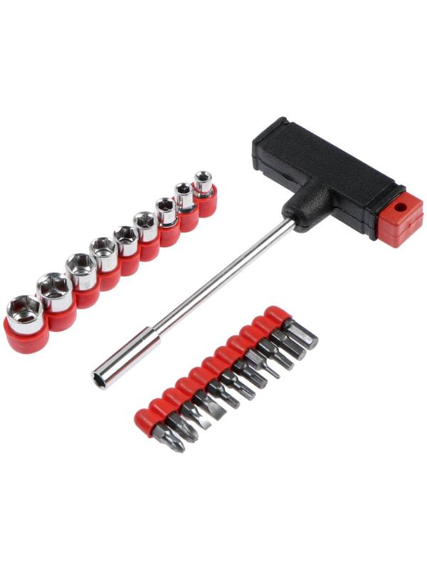 Отвертка с набором бит и головок ЛОМ, Т-образный держатель, 21 предмет