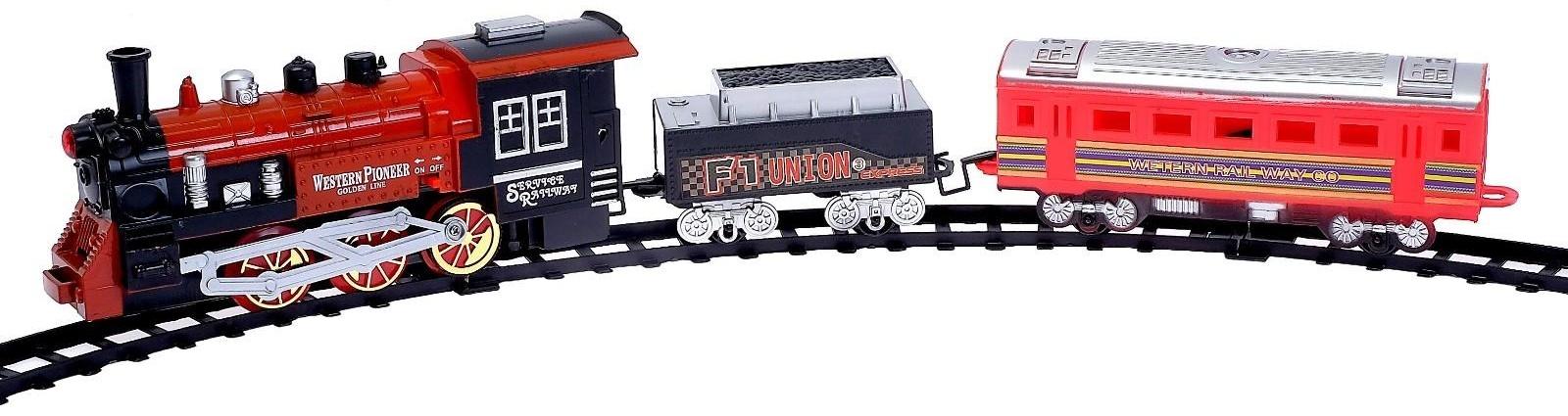 Железная дорога «Классический поезд», свет и звук, с дымом, работает от батареек