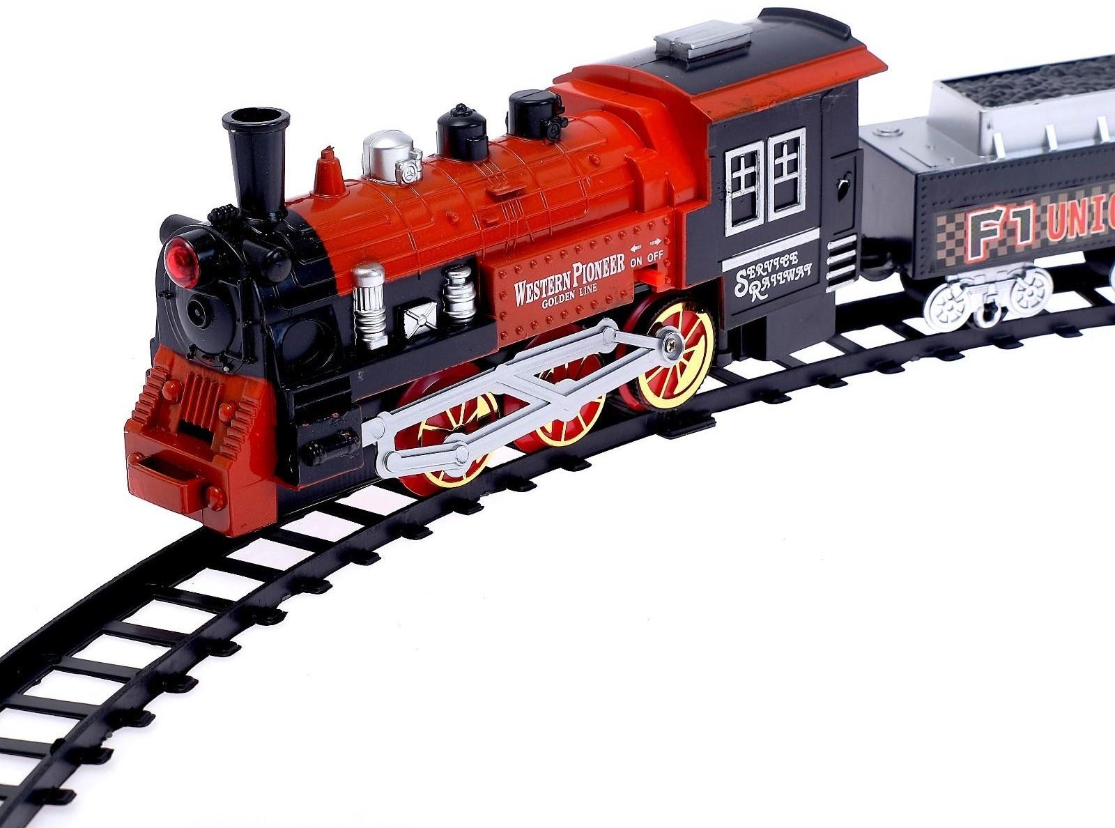 Железная дорога «Классический поезд», свет и звук, с дымом, работает от батареек