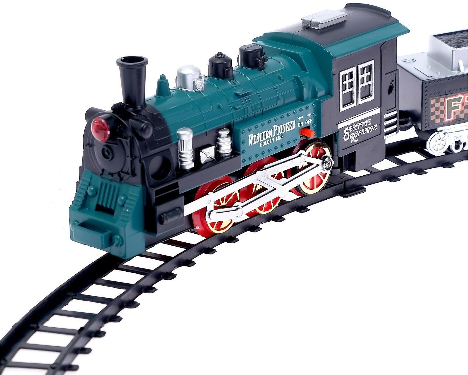 Железная дорога «Классический поезд», свет и звук, с дымом, работает от батареек