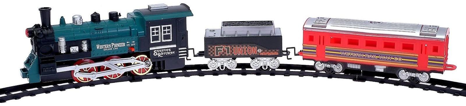 Железная дорога «Классический поезд», свет и звук, с дымом, работает от батареек