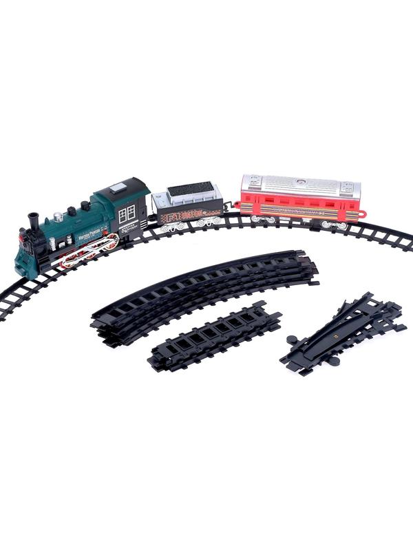 Железная дорога «Классический поезд», свет и звук, с дымом, работает от батареек