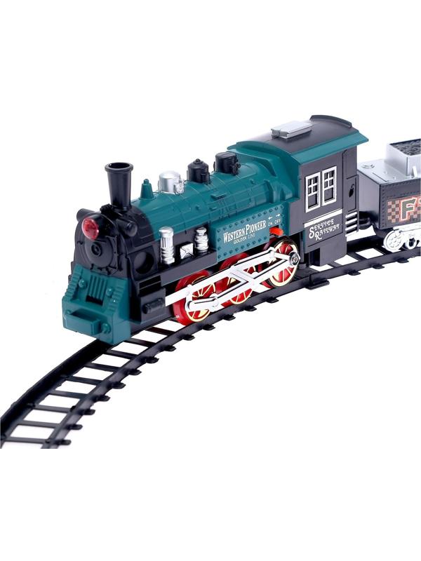 Железная дорога «Классический поезд», свет и звук, с дымом, работает от батареек