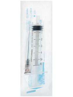 Шприц 3-компонентный одноразовый стерильный 5 мл. игла 0,7мм, диаметр 38мм, 22Gx1 1/2