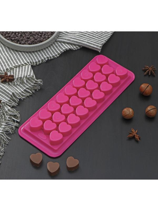 Форма для льда и шоколада «Сердечки», 26 ячеек, цвета МИКС
