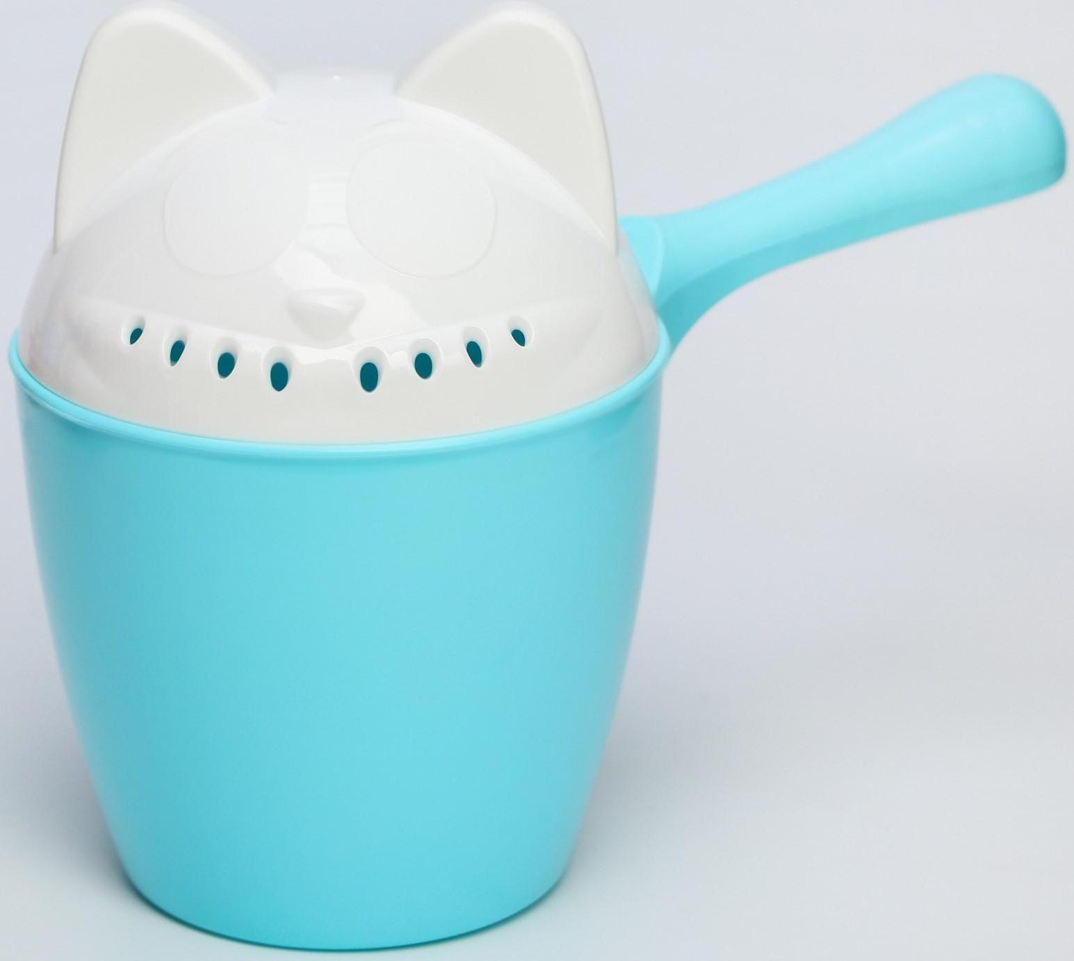 Ковш для купания и мытья головы, детский банный ковшик, хозяйственный «Котофей», 1 литр, цвет голубой