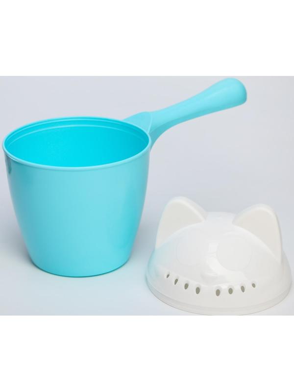Ковш для купания и мытья головы, детский банный ковшик, хозяйственный «Котофей», 1 литр, цвет голубой