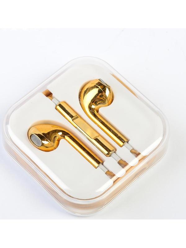 Наушники LuazON RX-13, вкладыши, микрофон, золотистые