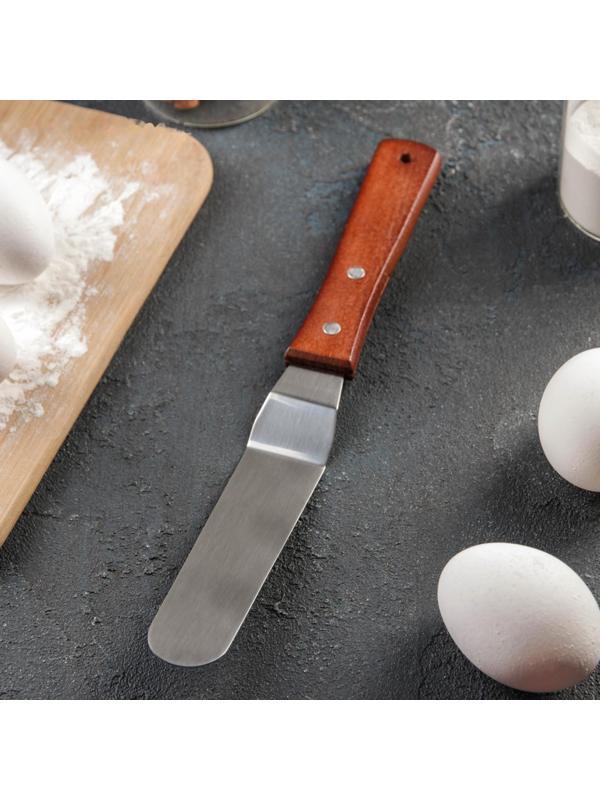 Лопатка-палетка с деревянной ручкой, изогнутая, 26 см