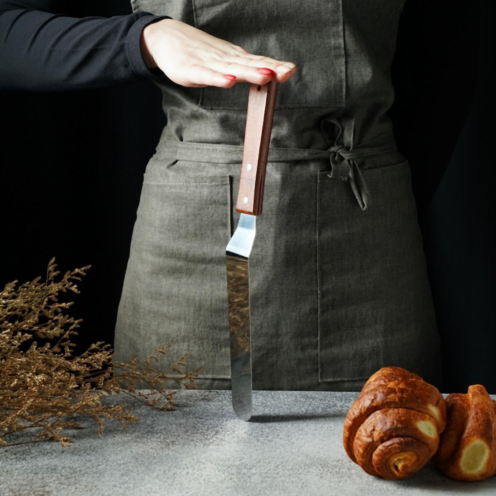 Лопатка-палетка с деревянной ручкой, изогнутая, 31,5 см