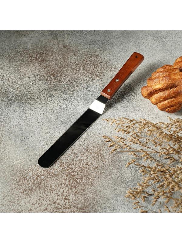 Лопатка-палетка с деревянной ручкой, изогнутая, 31,5 см