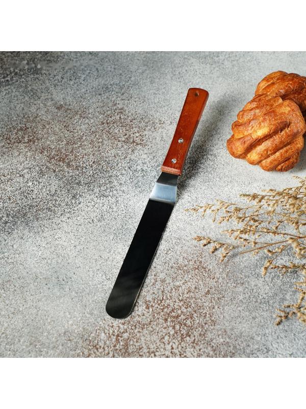 Лопатка-палетка с деревянной ручкой, изогнутая, 31,5 см