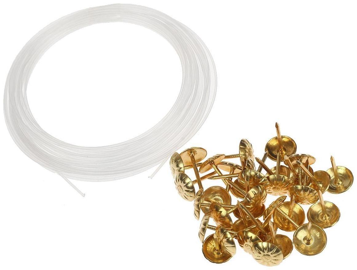 Комплект для обивки дверей, 1,1 × 2 м: иск.кожа, ватин 5 мм, гвозди, струна, бежевый, «Ватин», МИКС