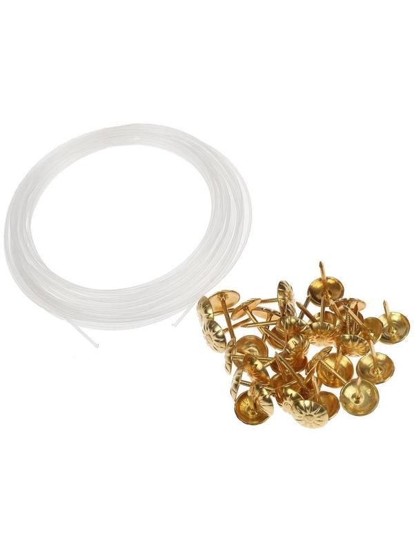 Комплект для обивки дверей, 1,1 × 2 м: иск.кожа, ватин 5 мм, гвозди, струна, бежевый, «Ватин», МИКС