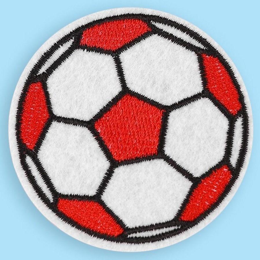 Термоаппликация «Футбольный мячик», d = 6,5 см, цвет красный/белый