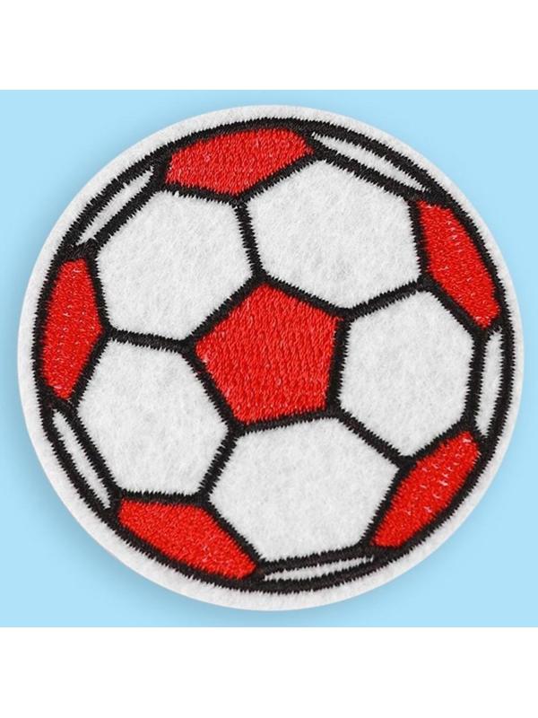 Термоаппликация «Футбольный мячик», d = 6,5 см, цвет красный/белый